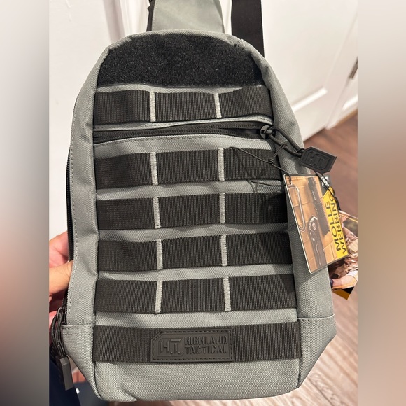 Highland Tactical EXPO Molle Webbing Crossbody Bag Adjustable Sling Bag - Gray - Picture 12 of 12